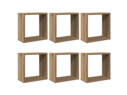 Wall Cube Shelf, Wall Cube Shelves Vidaxl Marrom Madeira Processada (30 X 15 X 30 Cm)