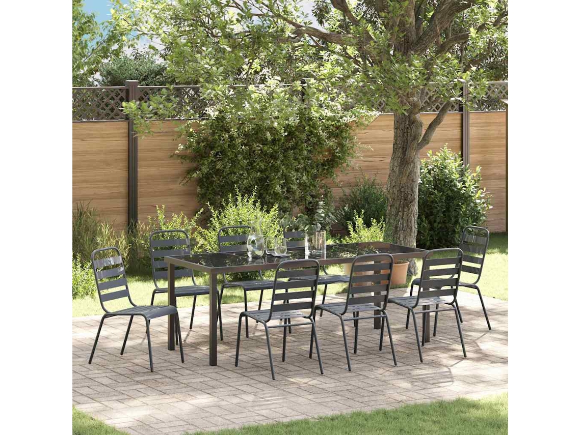 Vidaxl Conjunto De Jantar Para Jardim 9 Unid. Antracite