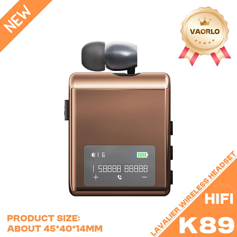 Fone de Ouvido Bluetooth Lapela Vibração Chamadas MDUG (ouro K89)