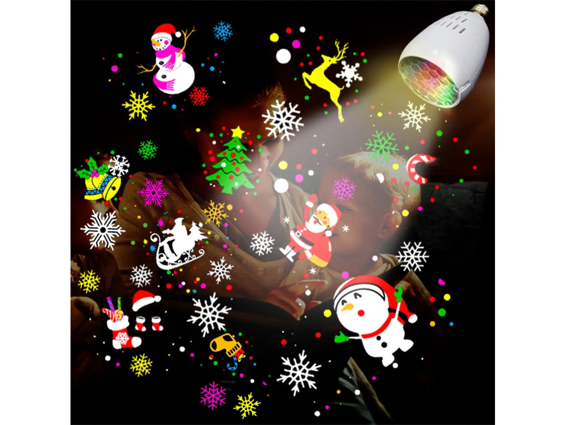 Lâmpada De Natal Com Projetor De Luz, Desenho De Flocos