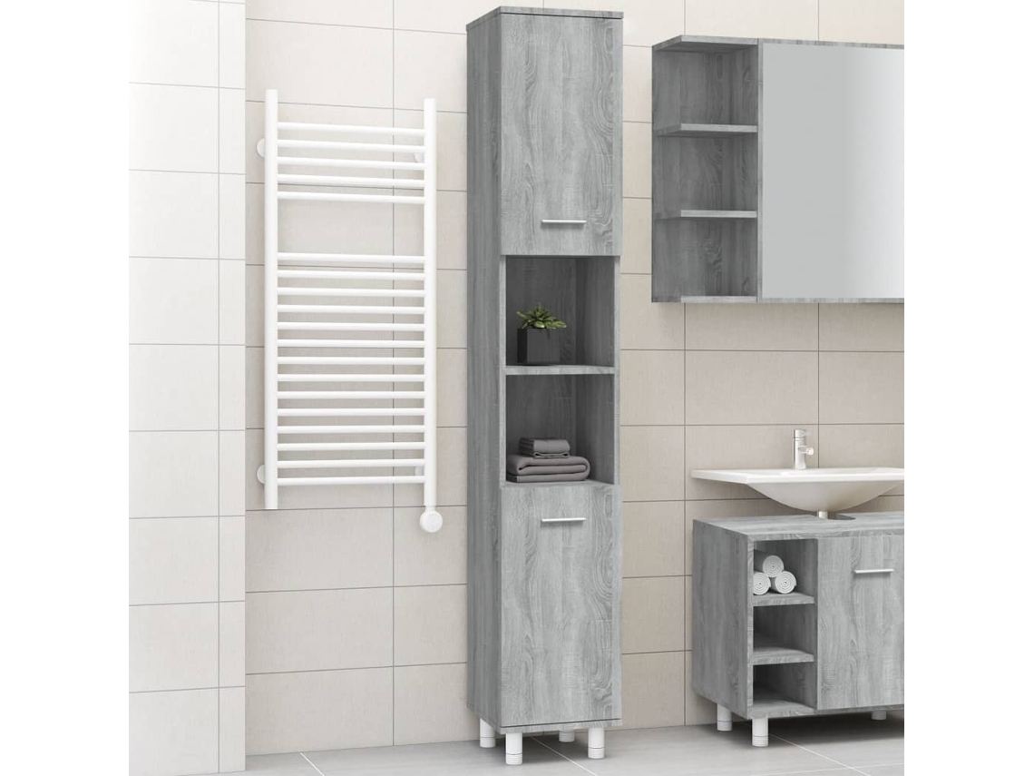 Vidaxl Armário Casa De Banho 30x30x179 Cm Deriv. Madeira Sonoma Cinza