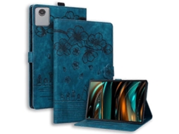 Capa Tipo Folio Em Couro Pu Com Estampa De Gato E Flor, Compatível Com Lenovo Tab M11 / Xiaoxin Pad 11 2024.