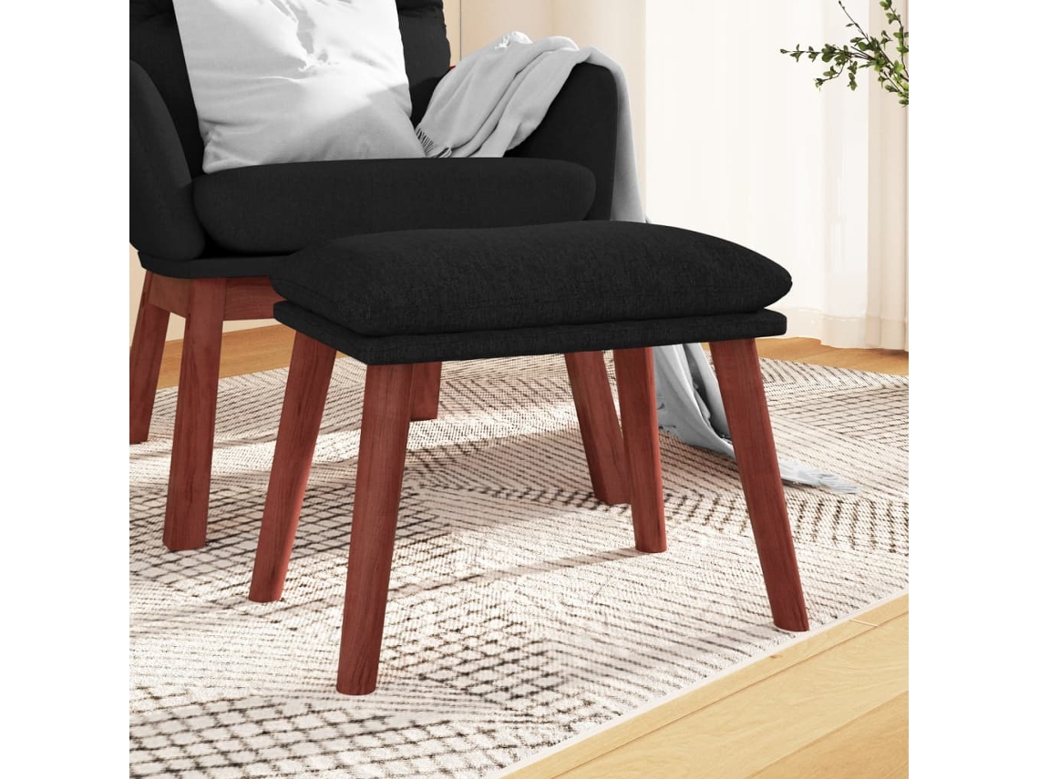 Vidaxl Apoio De Pés 45x29,5x35 Cm Tecido Preto