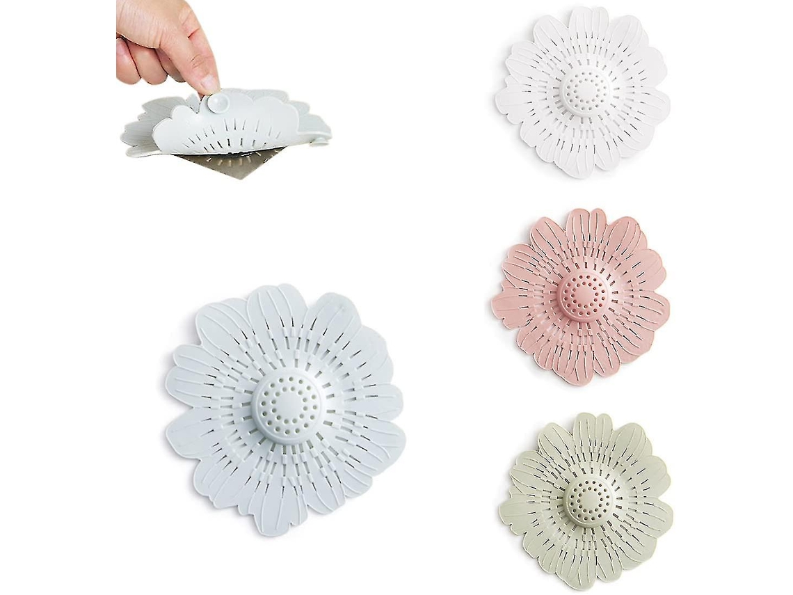 4 Capturadores De Cabelo Florais E Filtros De Dreno De Silicone Para Banheiro E Cozinha