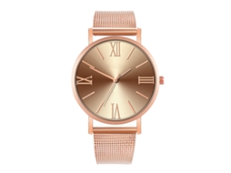 Reloj De Moda Para Parejas Con Correa De Malla Dial Redondo Cuarzo (6)