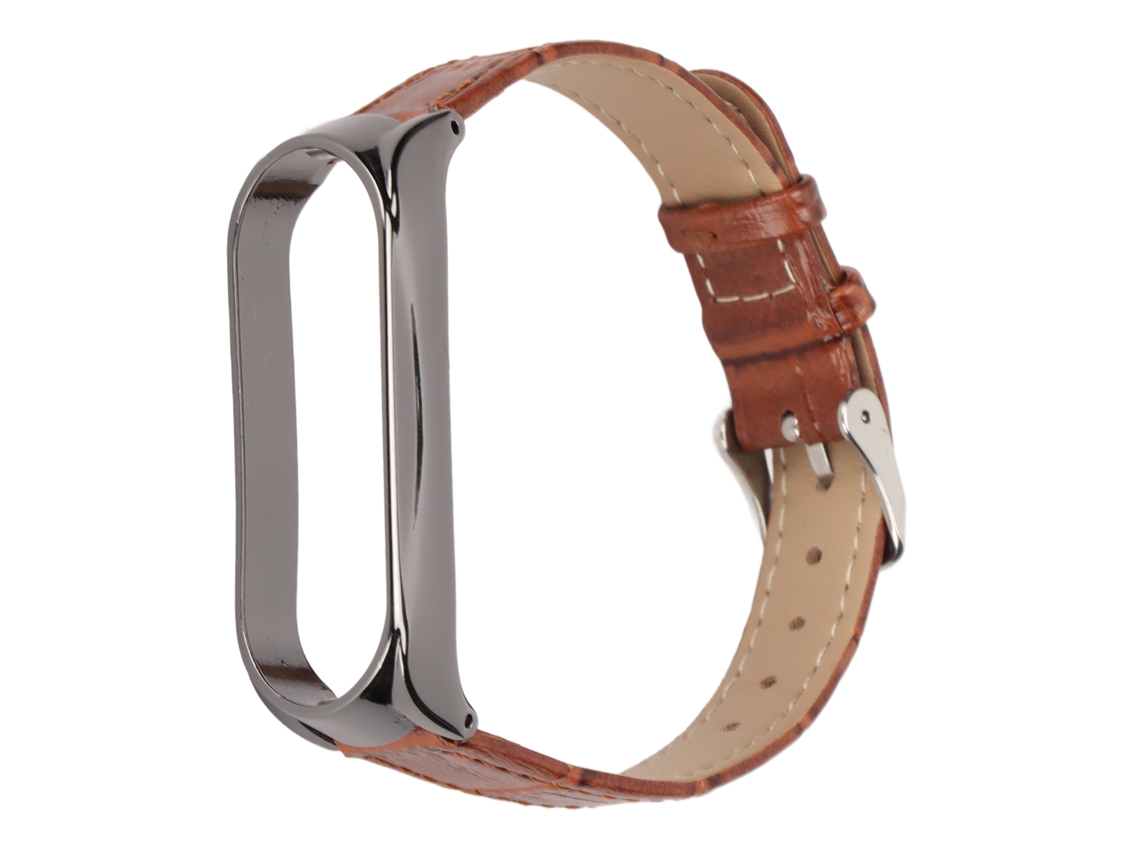 Correia de Couro S/MARCA para Xiaomi Mi Band 6/5 NFC, Bambu, Liberação Rápida