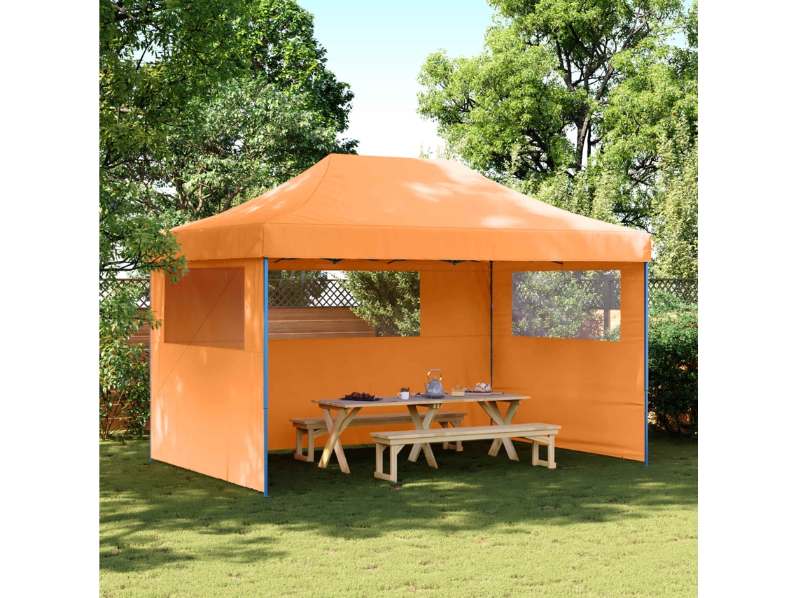 Vidaxl Tenda Para Festas Pop-up Dobrável C/ 3 Paredes Laterais Laranja