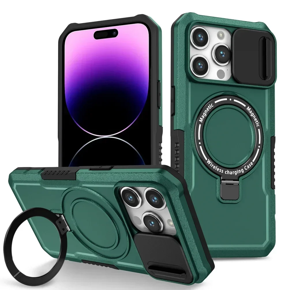 Capa Para Iphone 14 Pro (verde) Com Suporte, Proteção Deslizante Para A Câmera E À Prova De Quedas.