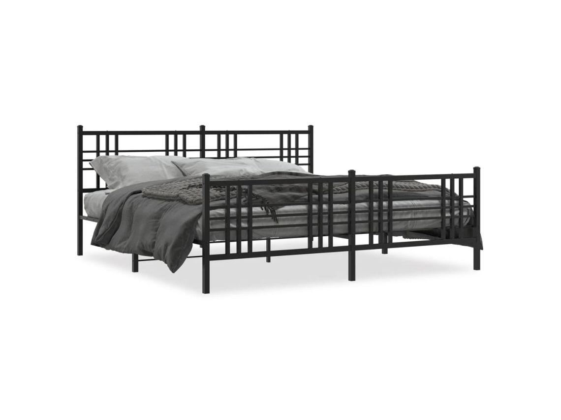 Bed Frame, Bed Frames Vidaxl Preto Aço (200 X 200 Cm)