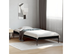 Estrutura De Cama 90x190 Cm Derivados De Madeira E Metal Preto