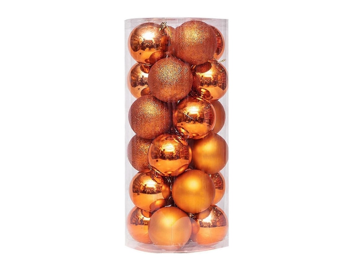 24 Bolas De Natal Decorativas Resistentes E Inquebráveis Com Acabamento Eletrolítico E Perolado Para Pendurar - Zzy
