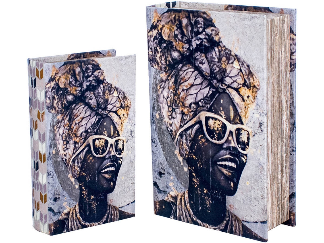 Caixa de livro Africano 2 unidades