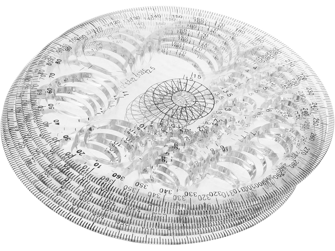 Transferidores Geométricos De 360 Graus, Em Plástico Resistente, Com 6