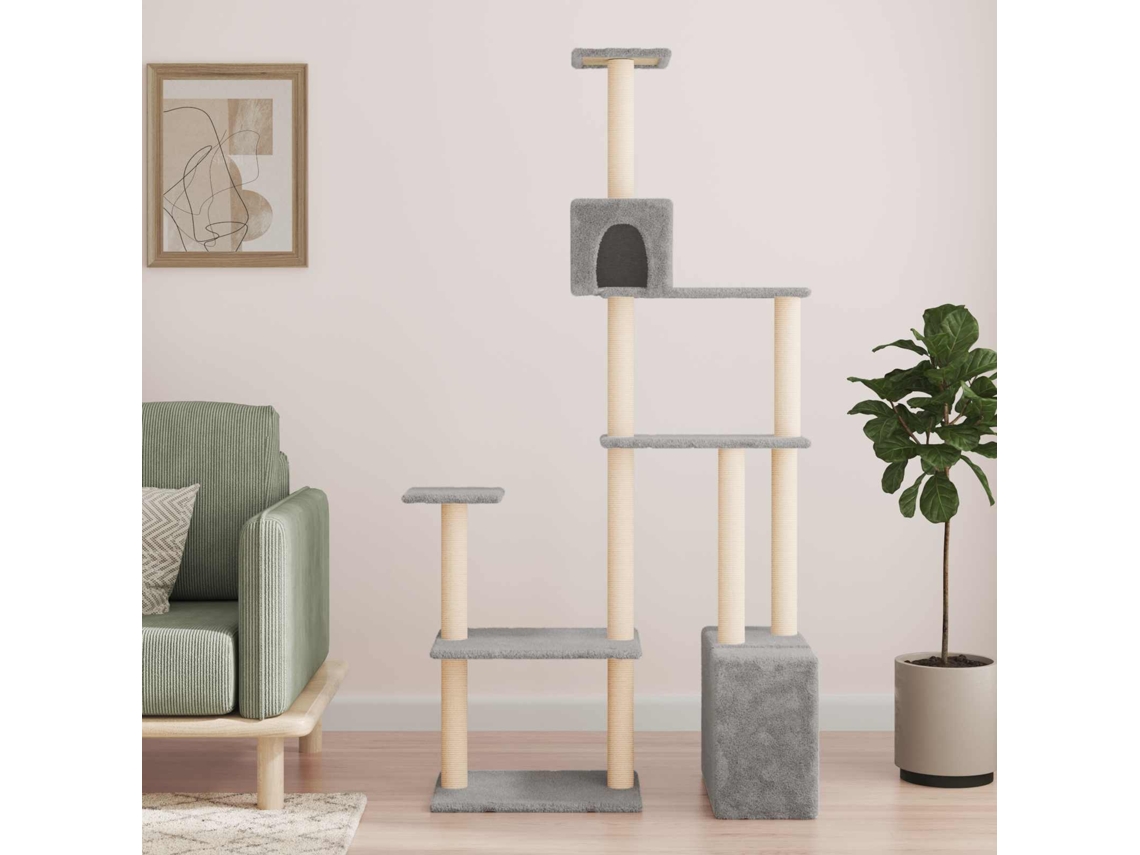 Vidaxl Árvore Com Postes De Sisal Cinzento-claro 177,5 Cm