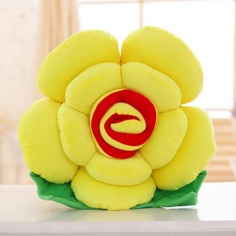 Almofada de Sofá Grande em Pelúcia em Formato de Rosa, Almofada Decorativa Floral MDUG (amarelo, 40 Cm)