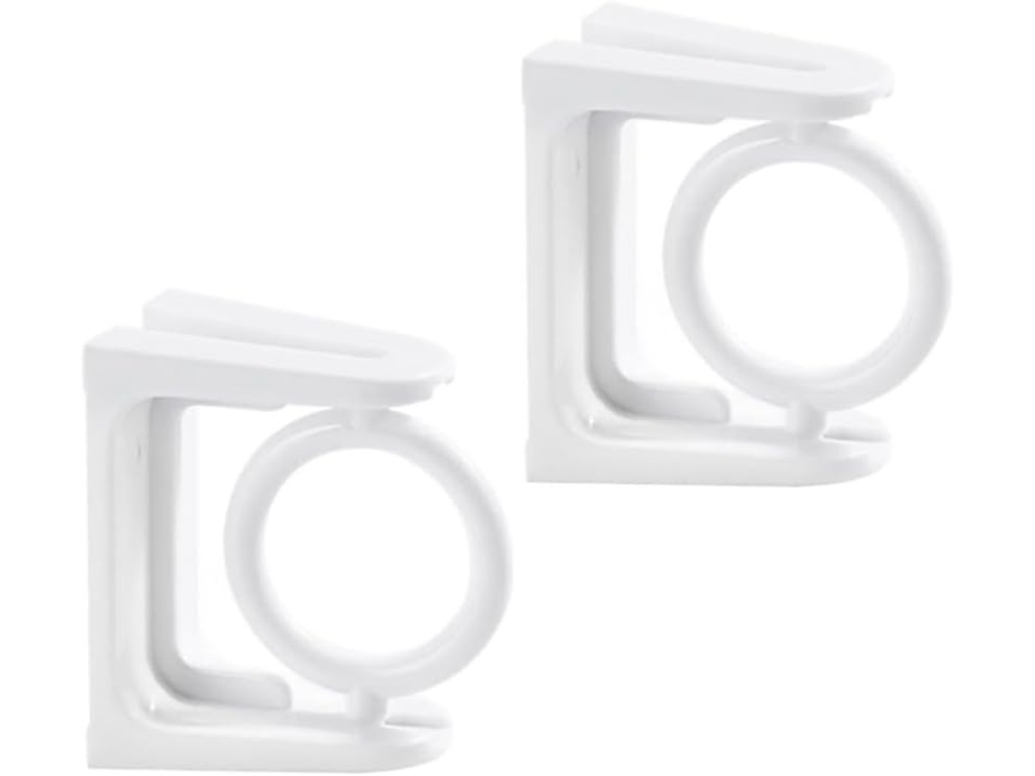 Conjunto De 2 Suportes Adesivos Para Barra Cortina Chuveiro, Em Abs Branco, Resistentes, Para Fixação Na Parede