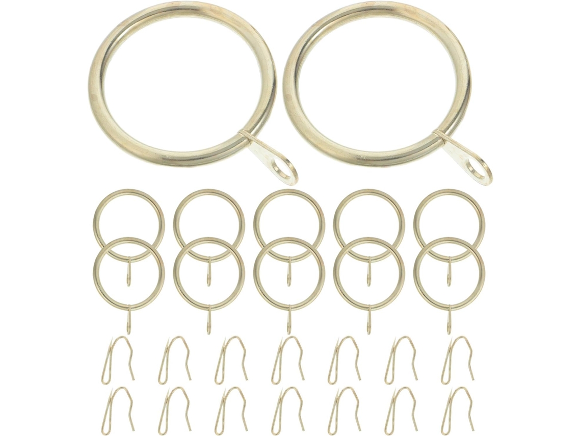 Conjunto com 60 Argolas de Metal Douradas para Cortina, 5x3, 7cm, em Aço Inoxidável Ganchos, CHABERLU