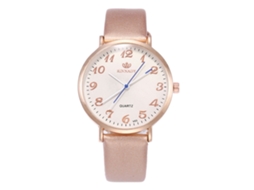 Reloj De Pulsera De Cuero Pu Para Parejas Con Dial Redondo De Cuarzo, Oro, Moda