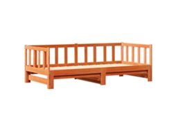 Conjunto 1 Cama Dia Rebatível Vidaxl Castanho Madeira De Pinho Maciça (193.5 X 184 X 66 Cm)