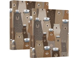 Naughty Ocean Urso Marrom School Pasta de 1, 5 dobras, 3 anéis com camada de saco, pacote com 1 ou 2 unidades