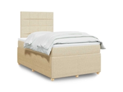 Vidaxl Cama Boxspring com Colchão 120x190 Cm Tecido Cor Creme