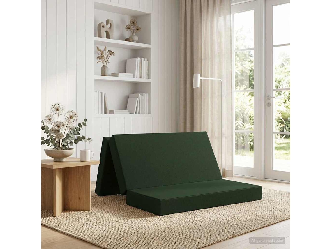 Vidaxl Sofá Cama Dobrável 140 X 67 X 45 Cm Verde-escuro