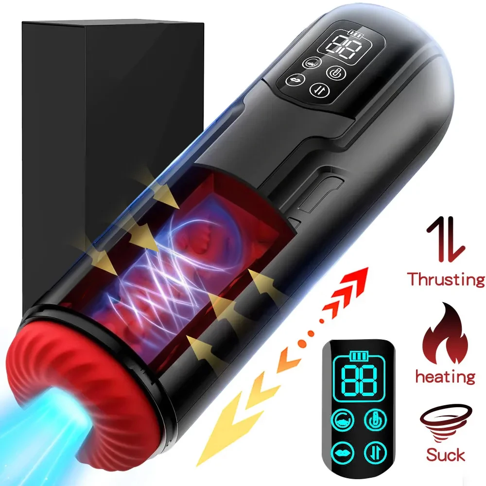 Masturbador Masculino Com Bomba Peniana, Apresentando 9 Modos De Sucção, Penetração E Aquecimento, E Uma Tela Lcd.