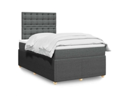 Vidaxl Cama Boxspring Com Colchão 120x190 Cm Tecido Cinzento-escuro