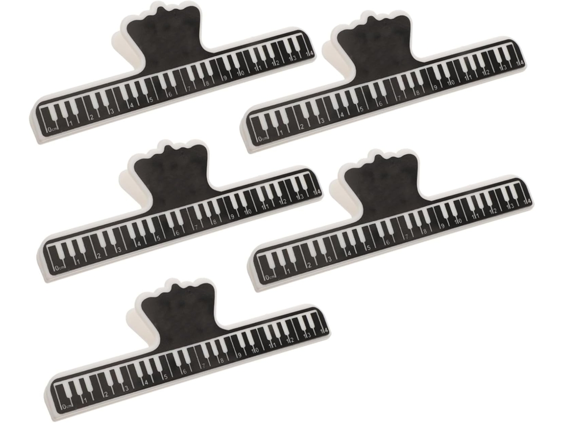 Conjunto de 5 pinos para partituras de piano, em ABS preto, acessórios duráveis e suportes para partituras.