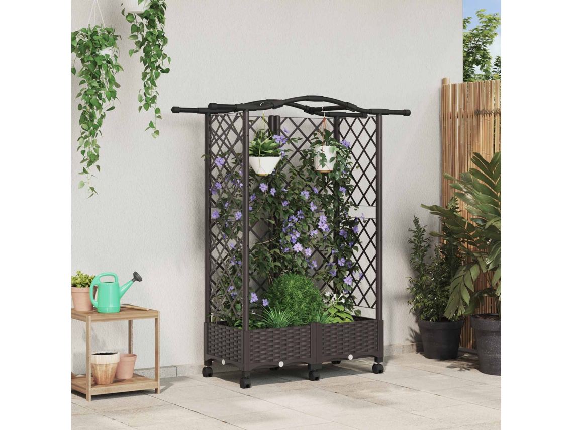 Vidaxl Cama Elevada Com Treliça E Telhado Castanho 124 X 40 X 129 Cm