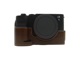 Capa De Couro Meio Corpo Para Sony A7c Café Brilvibera