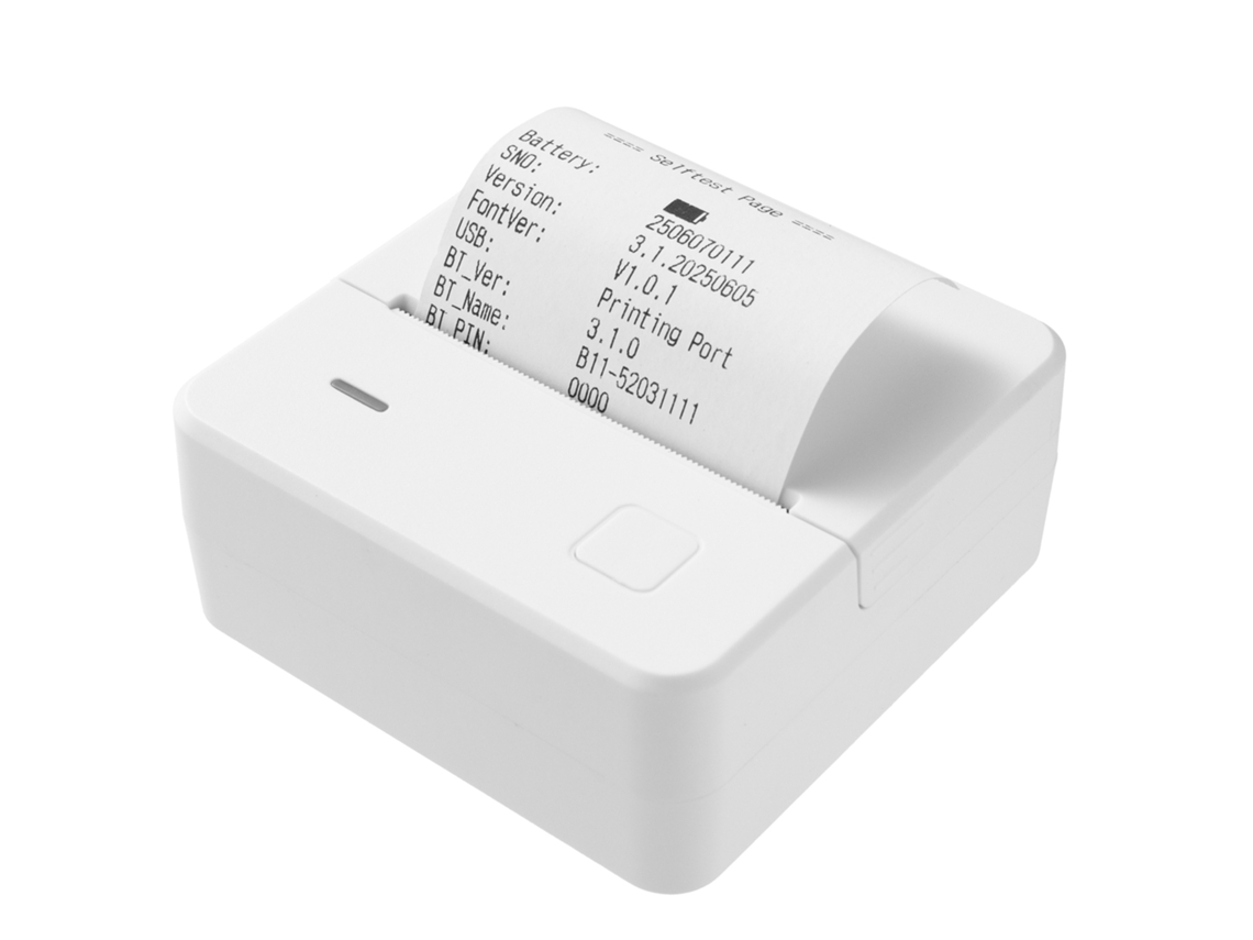 Impressora Térmica Bluetooth Mini Portátil Doméstica 58mm, Branco