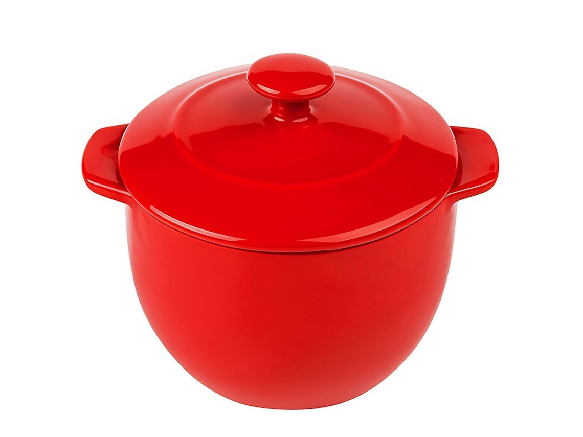 Caneca De Sopa Com Tampa E Alça, Tigela De Cerâmica Própria Para Forno, 350ml, Vermelha, Tamanho Compacto.