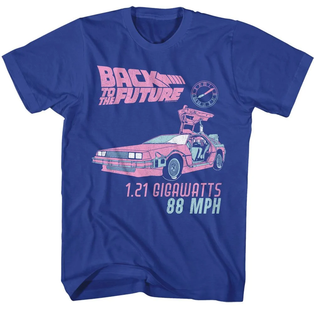 Rockinstone Back To The Future Movie Perspective Solid Royal Adult T-shirt Size:m