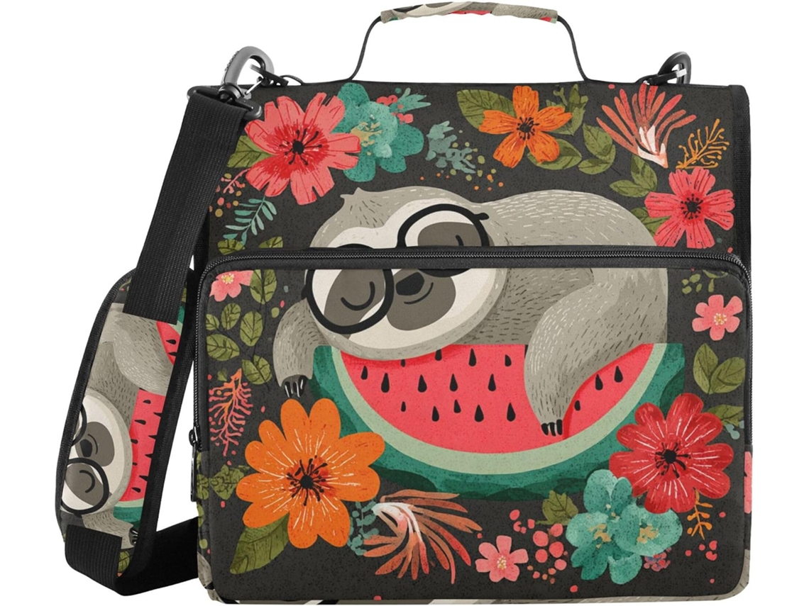 Organizador para massas com sacos extras e alça, grande capacidade, 3,8 cm x 1,5 polegadas, 3 argolas, estilo floral clássico.