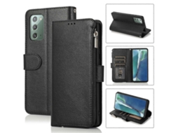 Capa De Couro Com Flip Horizontal E Zíper De Microfibra Para Samsung Galaxy Note20