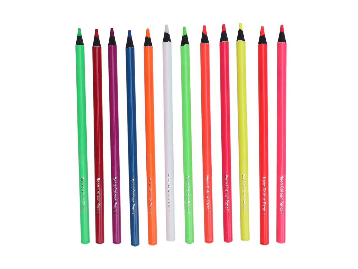 12 Lápices de Colores Neón 12 Colores Set Multifuncional para Dibujo Y Escuela Niños