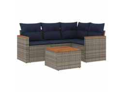 Conjunto de Sofá de Jardim, 5 Peças, Almofadas, Rattan Cinza MAISON EXCLUSIVE