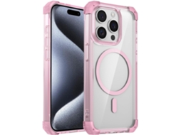 Capa Magnética Transparente Anti-queda Com Quatro Cantos Para Iphone 16, Protetora Fina E Resistente A Impactos, Rosa