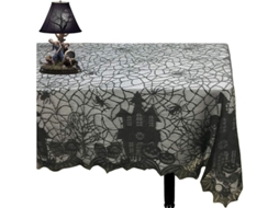 2026 mantel de Halloween de Encaje Negro Con Telaraña de Araña 53 X 68 Pulgadas