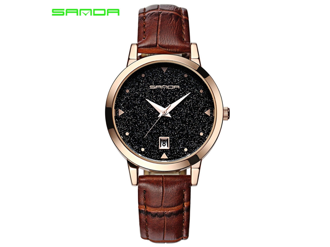 Relógio Feminino Sanda de Pulso Analógico Quartz com Correia Pu À Prova D'água (café)