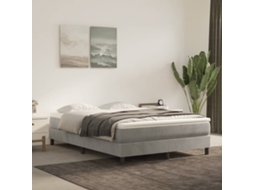 Cama Com Molas/colchão 140x200 Cm Veludo Cinzento-claro