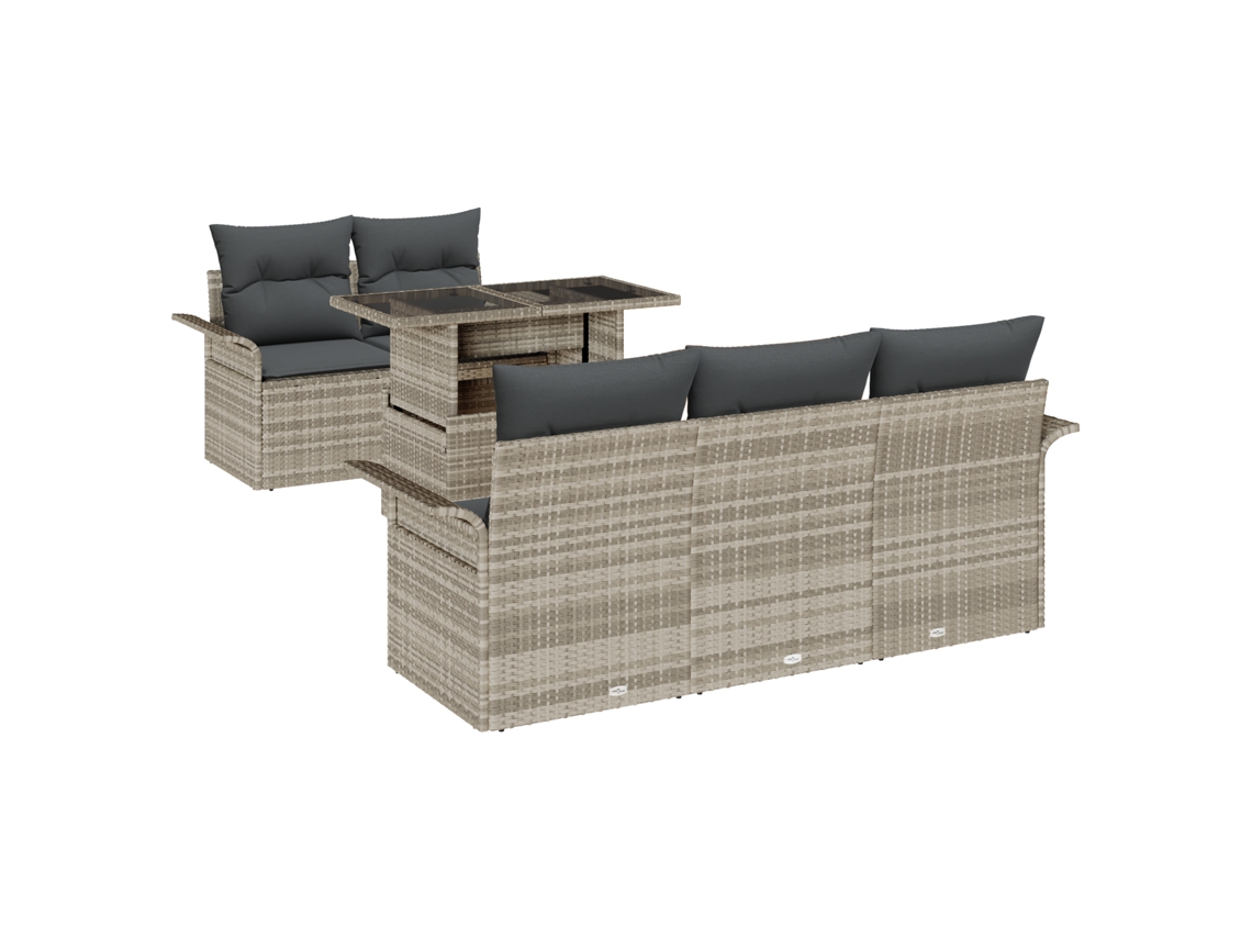 Conjunto 6 Móveis De Jardim Vidaxl Cinzento-claro Vime Pe (100 X 55 X 73 Cm)