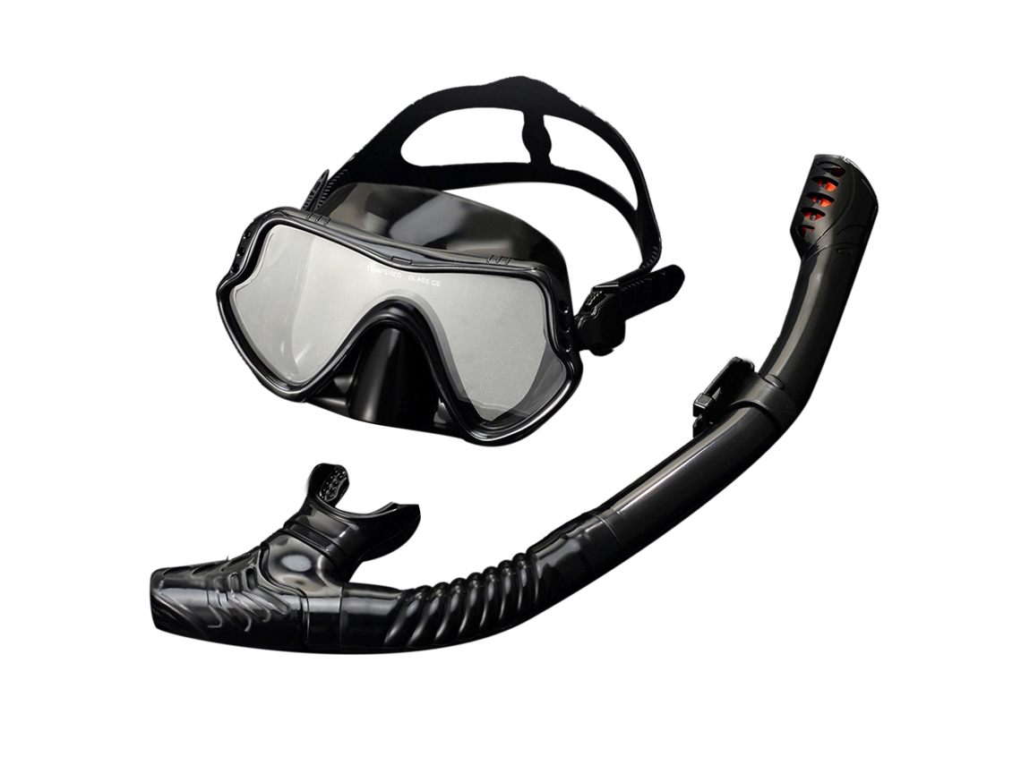 Conjunto Snorkel Seguro Ajustável Anti deslizante Unissex Preto