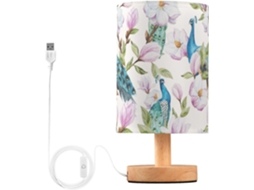 Abajur De Leitura Para Quarto, Luminária De Mesa Suave Para Quarto Menina, Estampa De Magnólia, Pavão E Pássaros