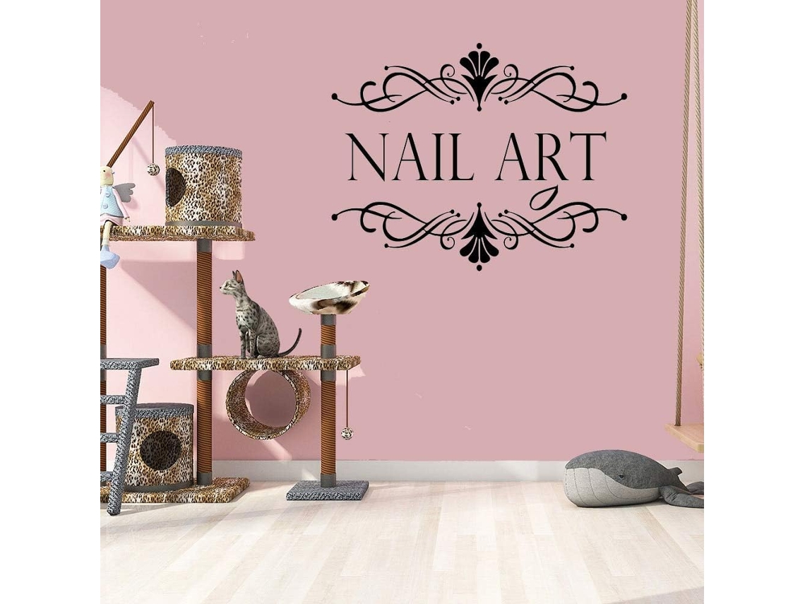 Adesivos de parede para salão de unhas, murais artísticos, adesivos decorativos para quarto de salão de unhas, adesivos de parede em vinil, pôster de papel de parede, 83x57 cm