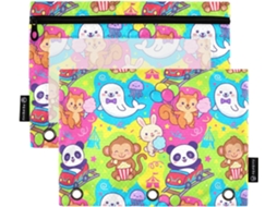 Pastas transparentes com saco interno para 3 unidades, pacote com 2 unidades, para professores, mesa, animais felizes