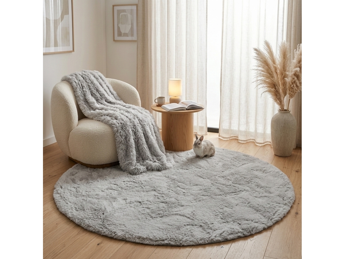 Consilio Concept Tapete De Pele Sintética Cloud Super Soft 120x120 Cm Cinzento Claro