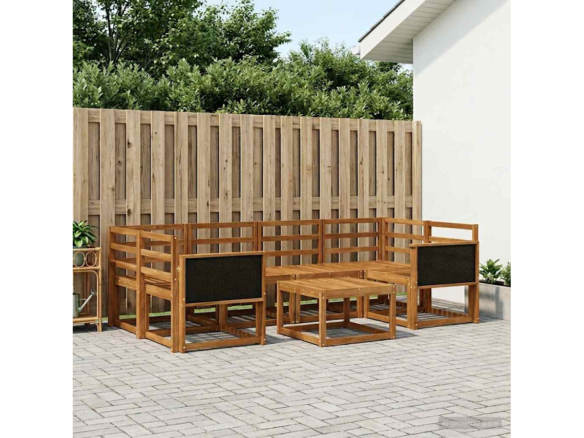 Vidaxl Conjunto De Sofás Para Exterior 5 Pcs Natural