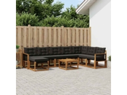 Vidaxl Conjunto De Sofás Para Exterior 9 Unid. Natural E Preto